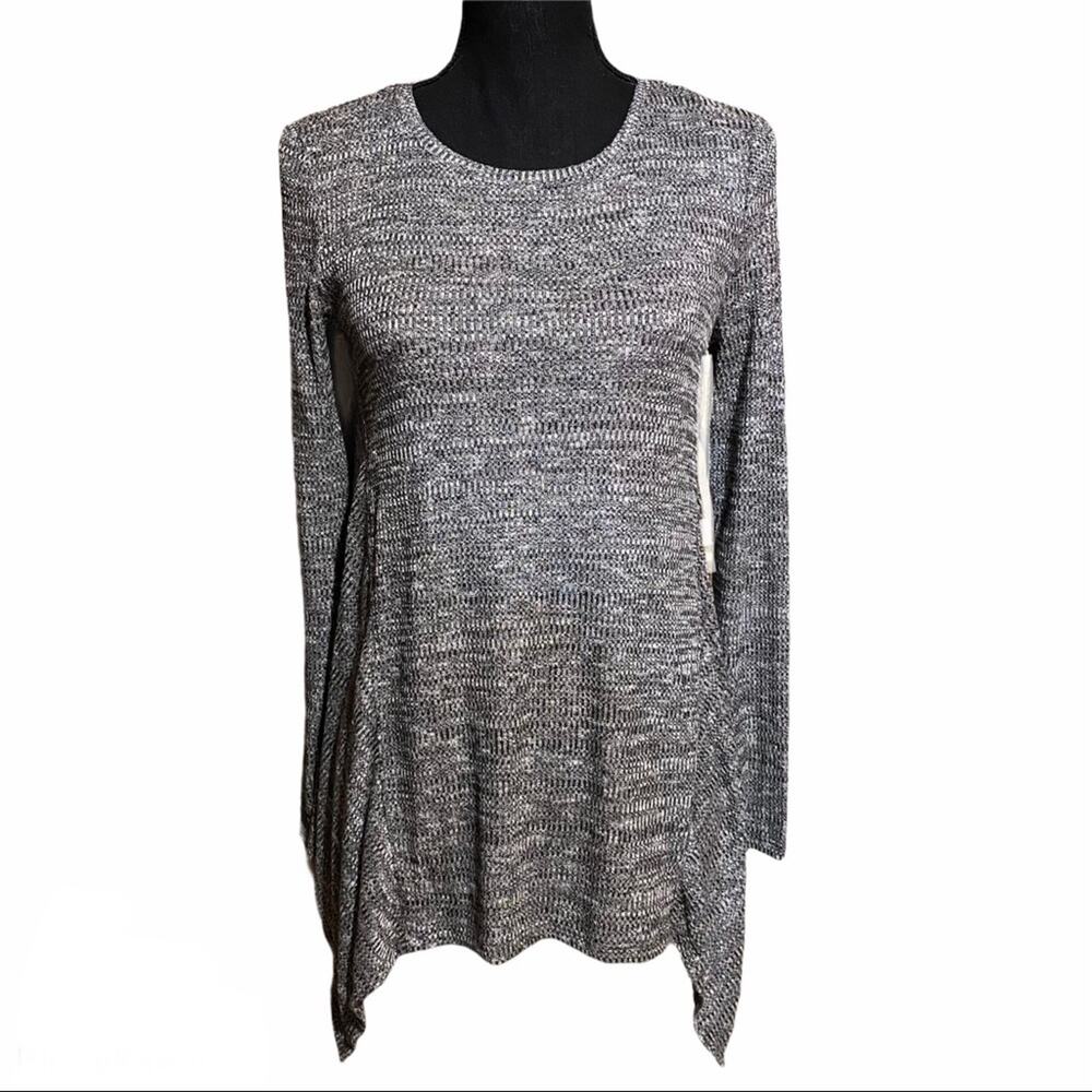 a.n.a Gray Marled Long Sleeve Tunic Top